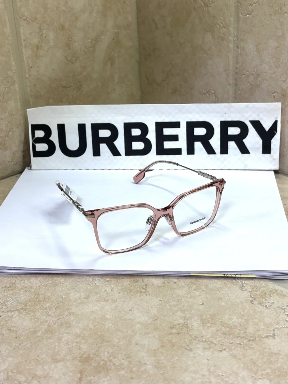 New Old Stock Burberry BE2376 4069 Blush Pink Square Optical Frames